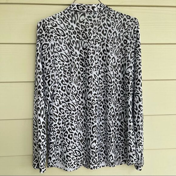 Roper Women Size XL Snow Leopard Gem Stones Button Up Tunic Top Collared Western - Picture 5 of 8